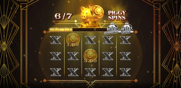 The Piggy Bonus collecting coins across a grid of placeholders