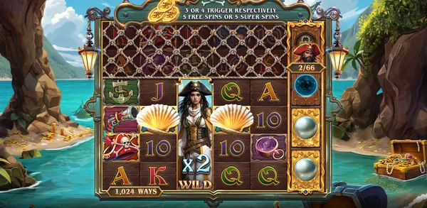 A Pirate Wild carrying a x2 multiplier