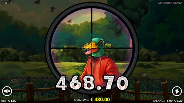 A large win resolving on the reels