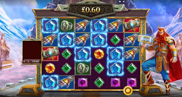 Base game on the 6x5 grid, scatter pays from eight of a kind
