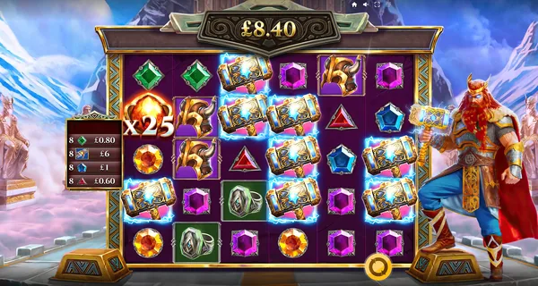 Cascading wins with multiplier symbols on the grid